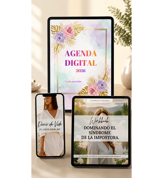 PACK PROMOCIONAL: PLANIFICADOR 360° + AGENDA DIGITAL 2026 + WORKBOOK DOMINANDO EL SÍNDROME DE LA IMPOSTORA