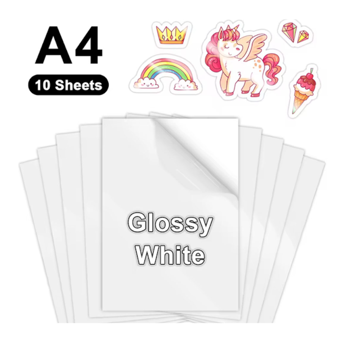 Papel Vinilo adhesivo imprimible Blanco Glossy 1