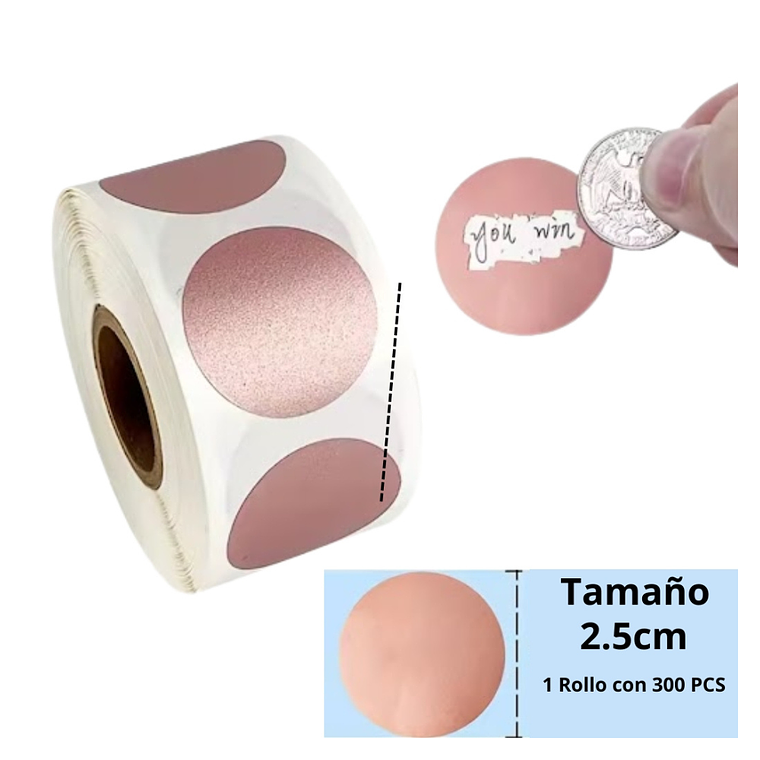 Sticker Raspable Circulo Rosado 300 uni 3