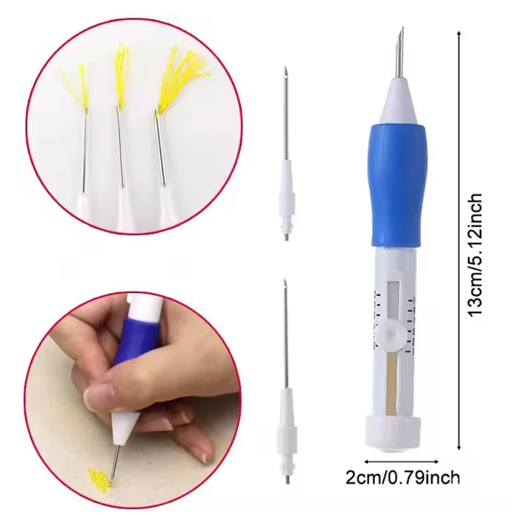 Aguja Mágica (Punch Needle) Pro: Set de 3 Medidas + Accesorios 3