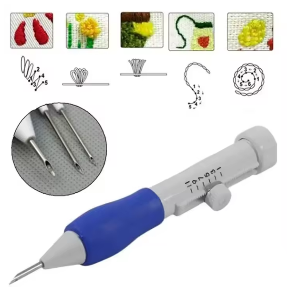 Aguja Mágica (Punch Needle) Pro: Set de 3 Medidas + Accesorios 1