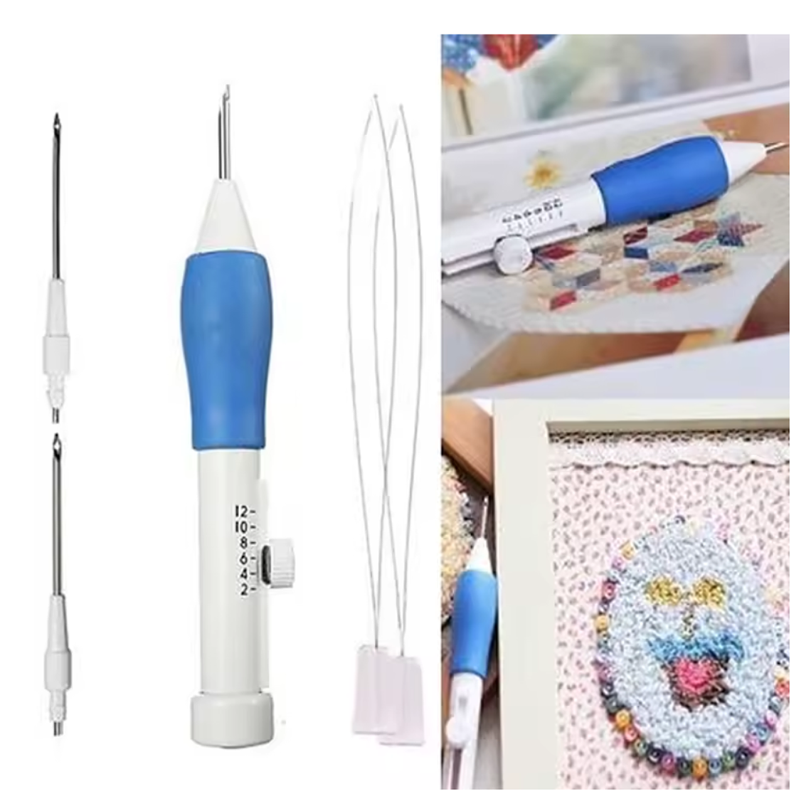 Aguja Mágica (Punch Needle) Pro: Set de 3 Medidas + Accesorios 4