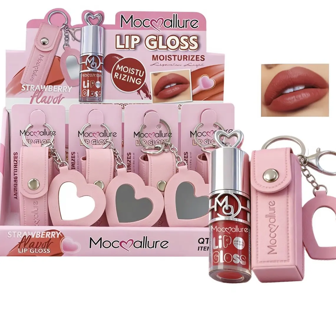 Lip gloss con espejo y bolso 1