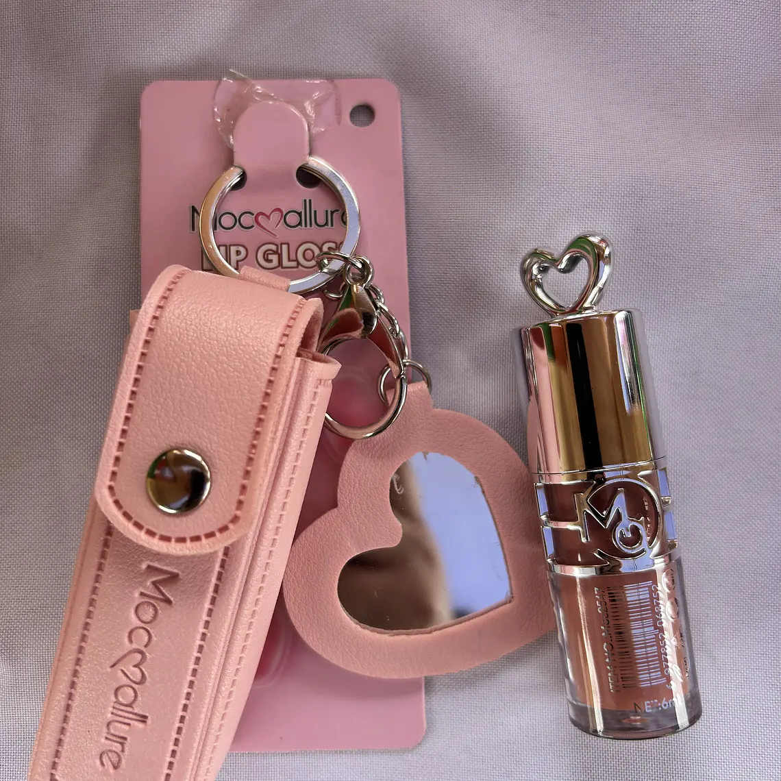 Lip gloss con espejo y bolso 2