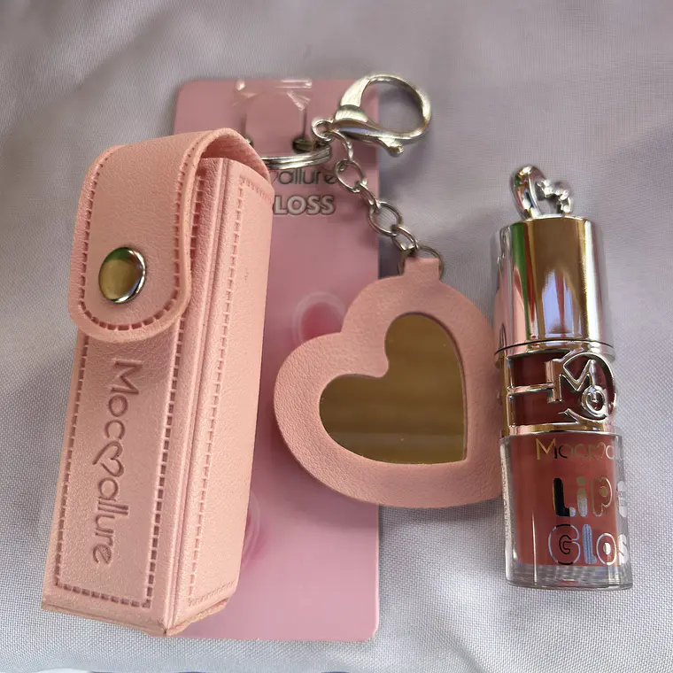 Lip gloss con espejo y bolso 5