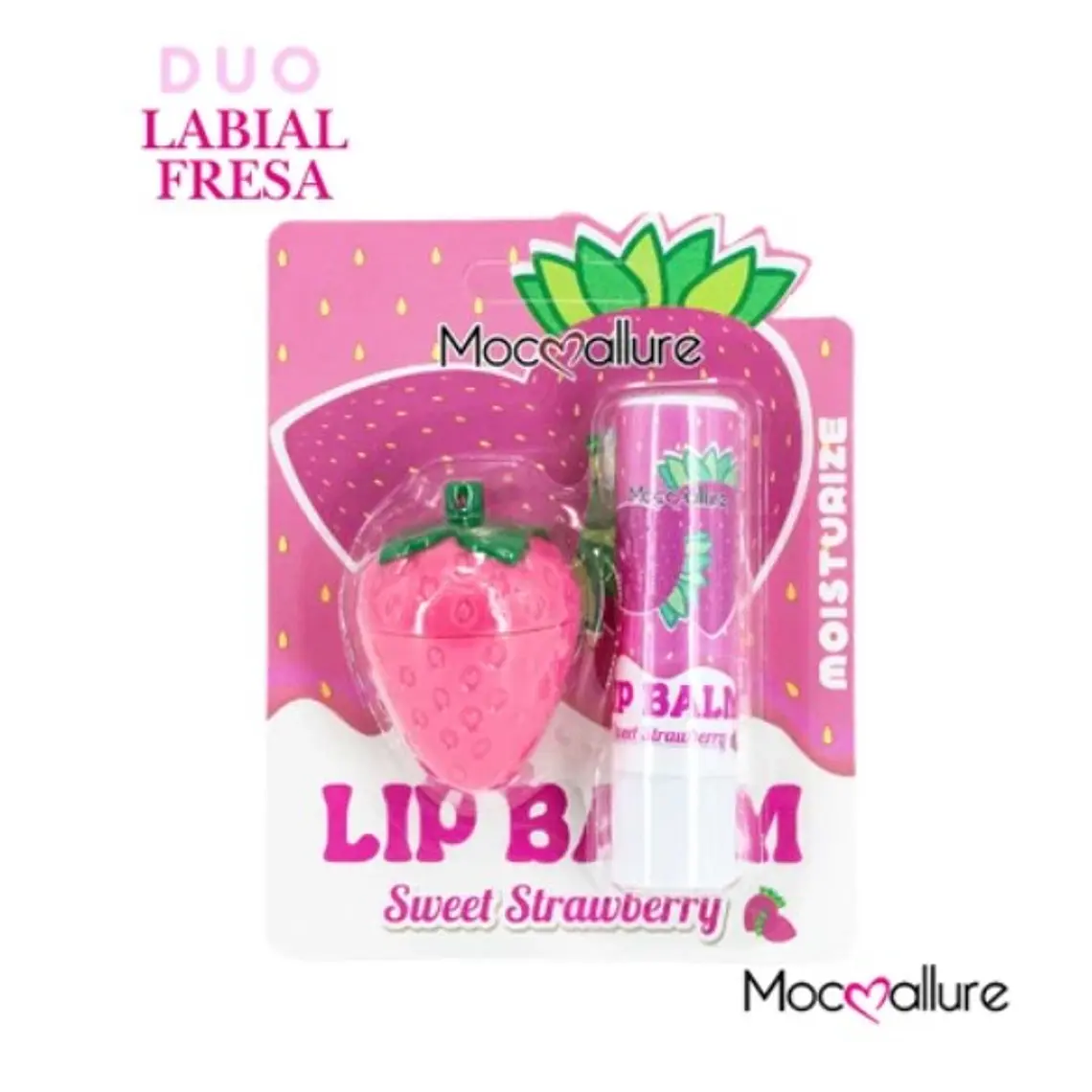 Labial Dual 2 en 1 Fucsia Aroma a Fresa – Gloss & Lipstick Kawaii 3