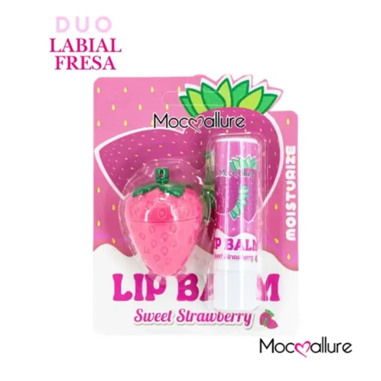 Labial Dual 2 en 1 Fucsia Aroma a Fresa – Gloss & Lipstick Kawaii 3