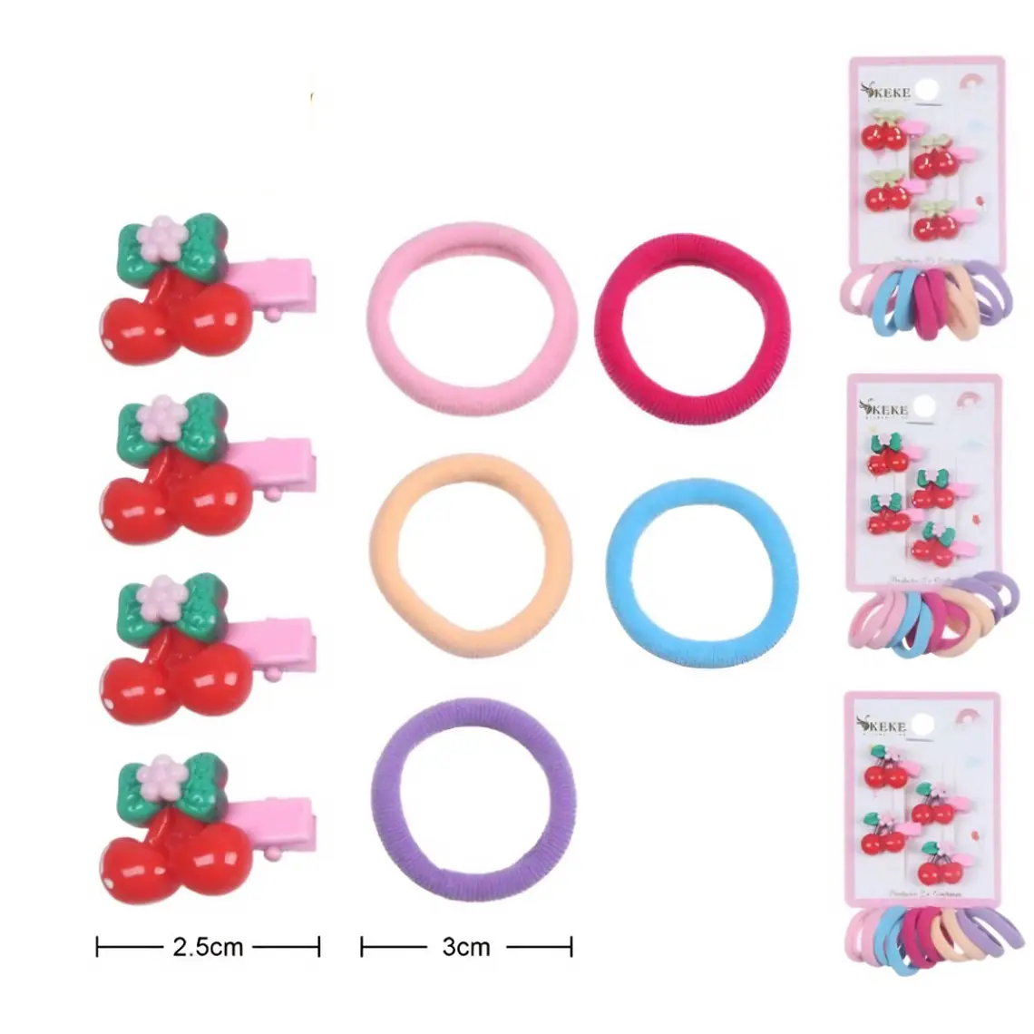 Set de Accesorios para el Cabello Cerezas Cute (14 Piezas) 1