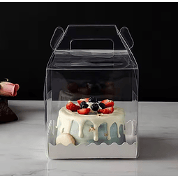 Caja maletín mini torta 14x14x18 cm transparente (5 Unidades)