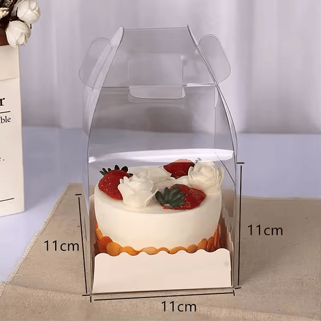 Caja maletín mini torta 11x11x18 cm transparente (5 Unidades)