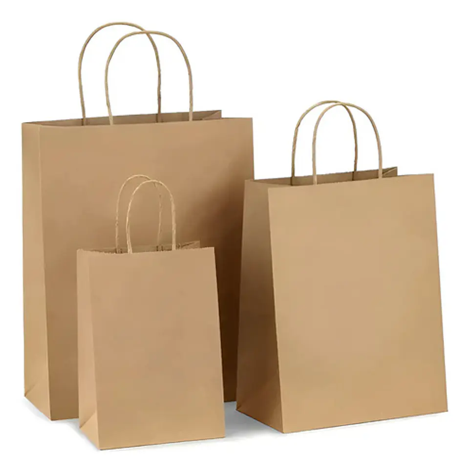 Bolsa Ecológica Manija Trenzada 20x12x25 Kraft Pack X 50 Uni 1