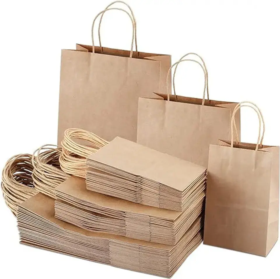 Bolsa Ecológica Manija Trenzada 20x12x25 Kraft Pack X 50 Uni 3