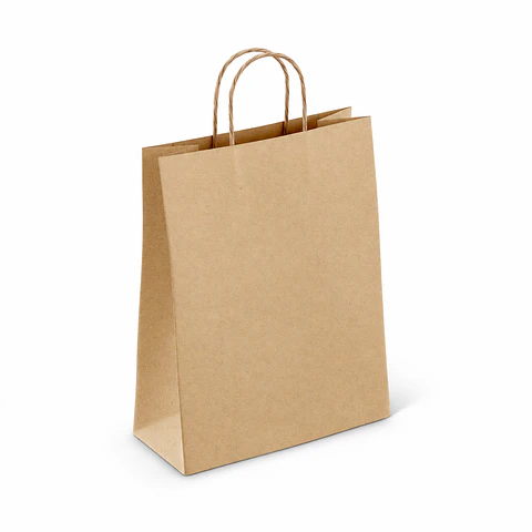 Bolsa Ecologica Manija Trenzada 33x17x23 Kraft Paq X 100 Uni