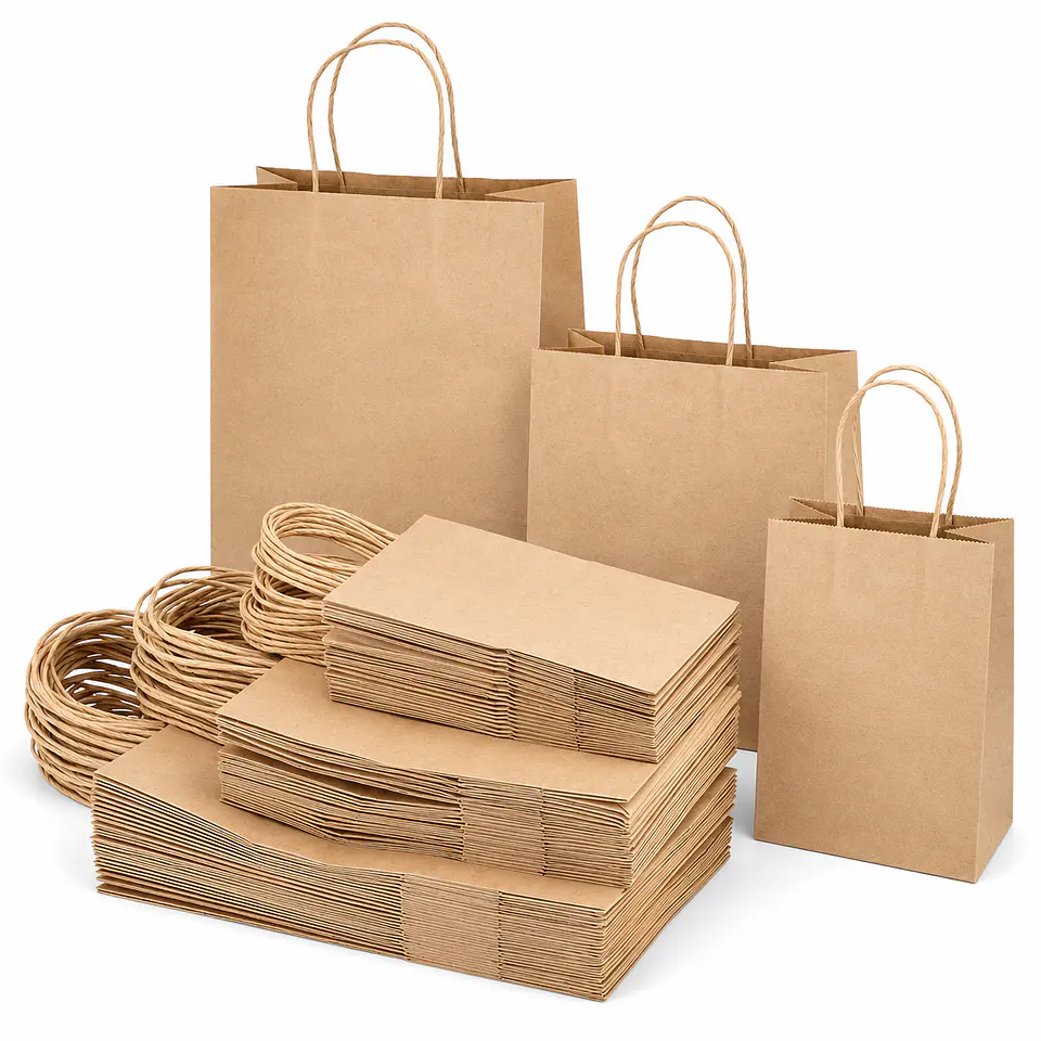 Bolsa Ecologica  Manija Trenzada 33x17x23 Kraft Paq X 50 Uni 3