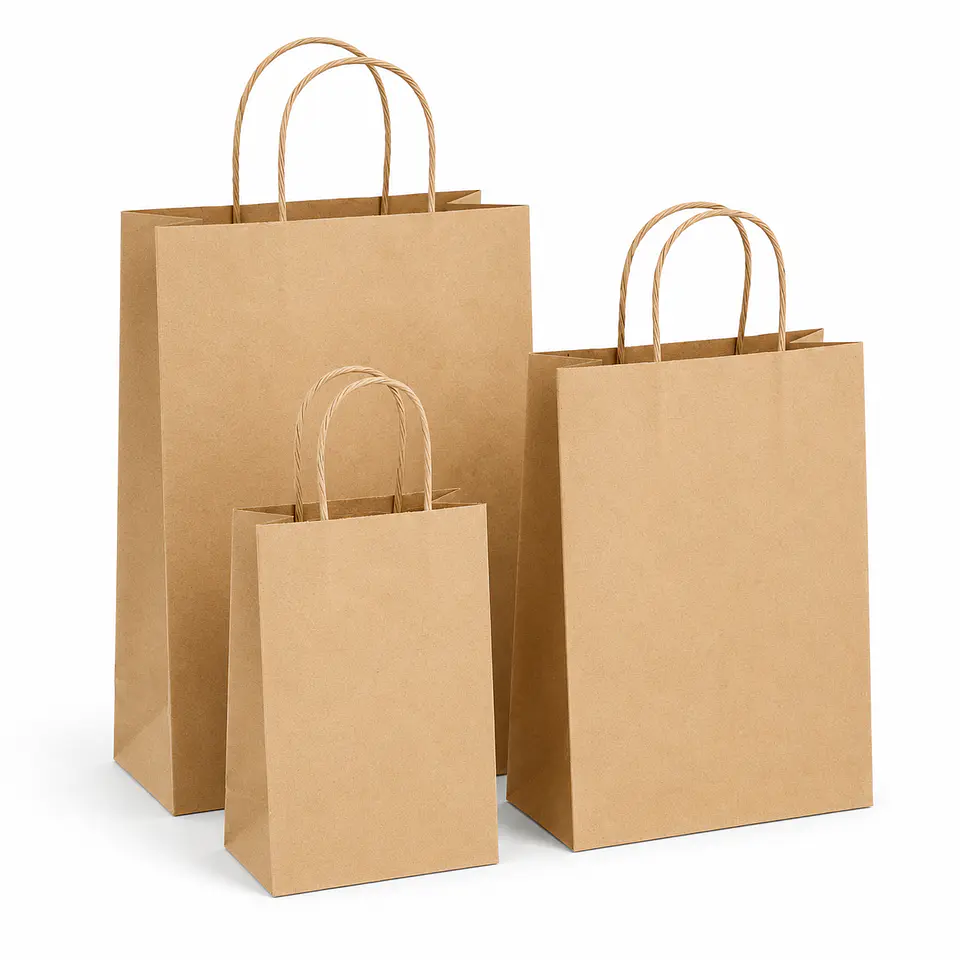 Bolsa Ecologica  Manija Trenzada 33x17x23 Kraft Paq X 50 Uni 4