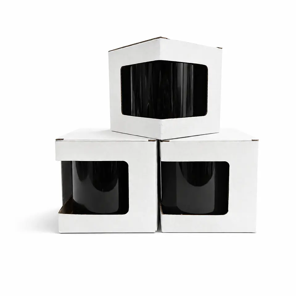 Cajas Resistentes Para Mugs Con Ventana Blancas X 20 Uni 3