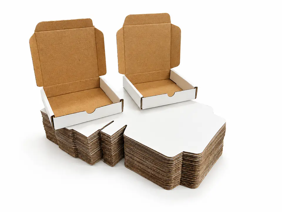 Caja De Cartón Blanca Troquelada 10 X 10 X 2 Cm Paquete De 100  4