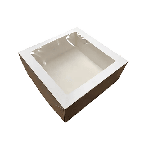 CAJA TORTA CARTULINA BLANCA- CON VENTANA