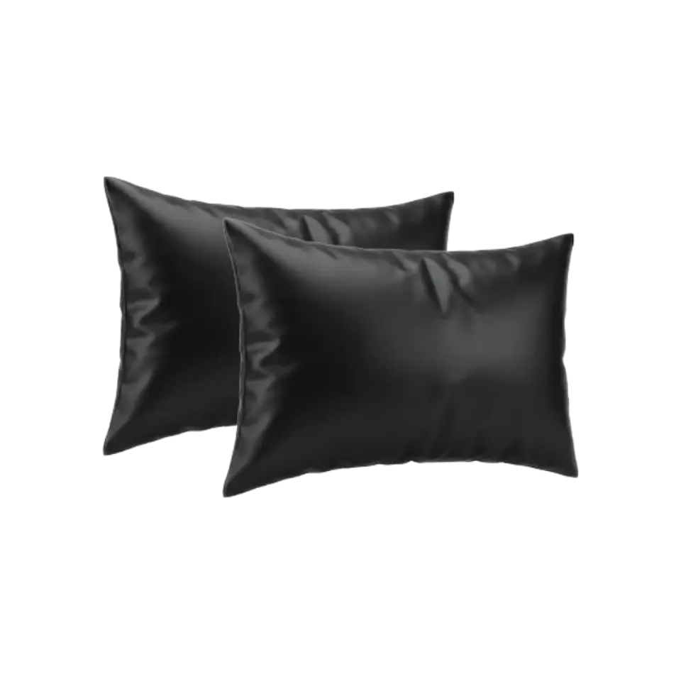FUNDAS DE ALMOHADA DE SATÍN COLOR NEGRO 1
