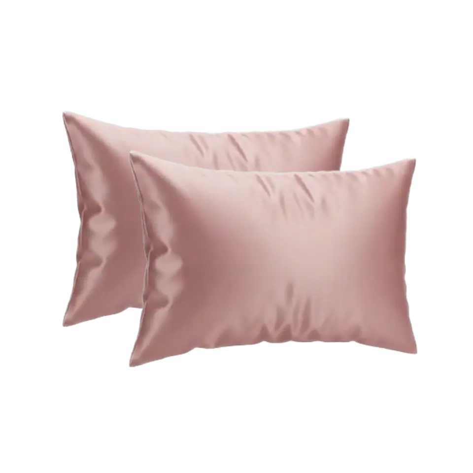FUNDAS DE ALMOHADA DE SATÍN COLOR ROSA BEBÉ 1