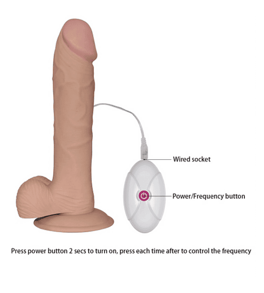 Dildo vibrador a control 22 cm