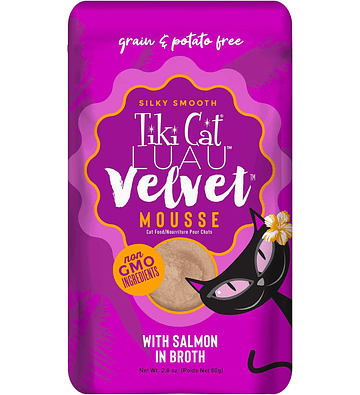 Alimento Tiki Cat Luau Velvet Mousse Salmon En Caldo 80gr Pouch