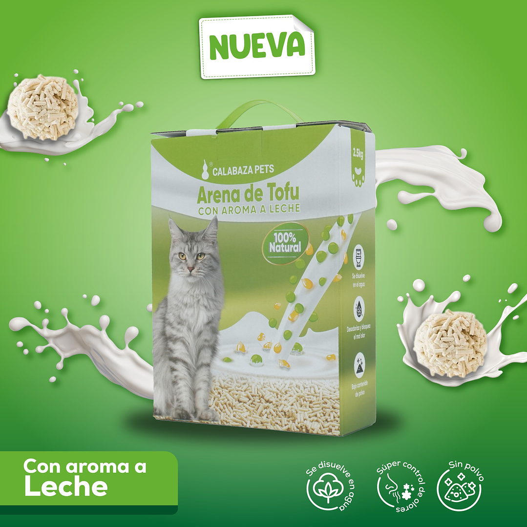 Arena Para Gatos De Tofu Con Aroma A Leche 2.5kg 1