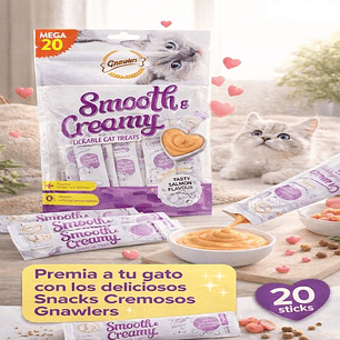 Snacks Cremosos Para Gato Gnawlers Salmón 20 Unidades