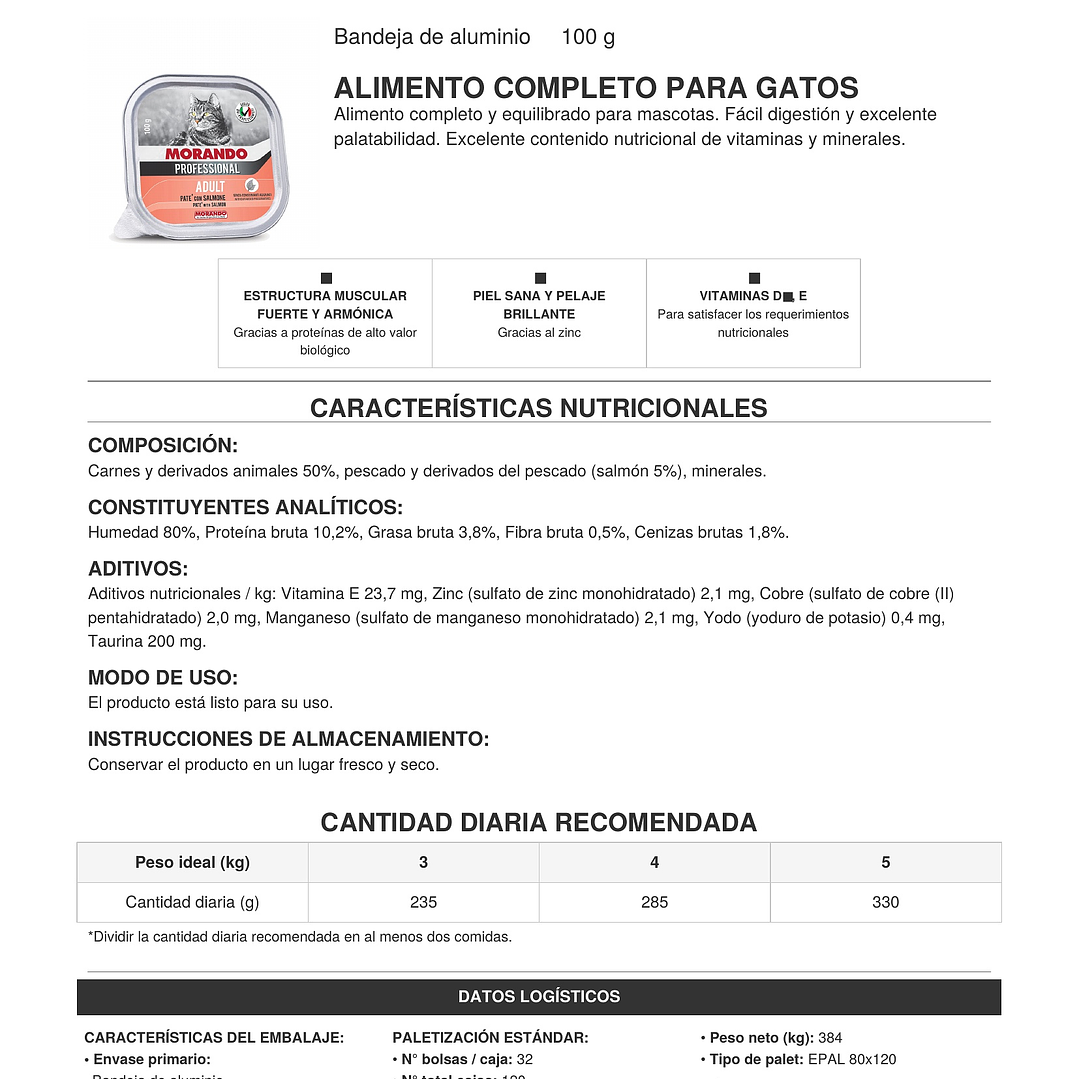 Pate Húmedo Para Gato Adulto Morando 100g 2