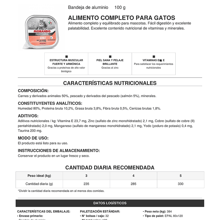 Pate Húmedo Para Gato Adulto Morando 100g 2