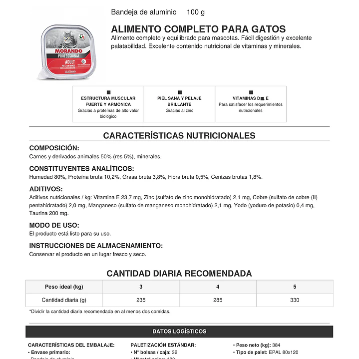 Pate Húmedo Para Gato Adulto Morando 100g 4