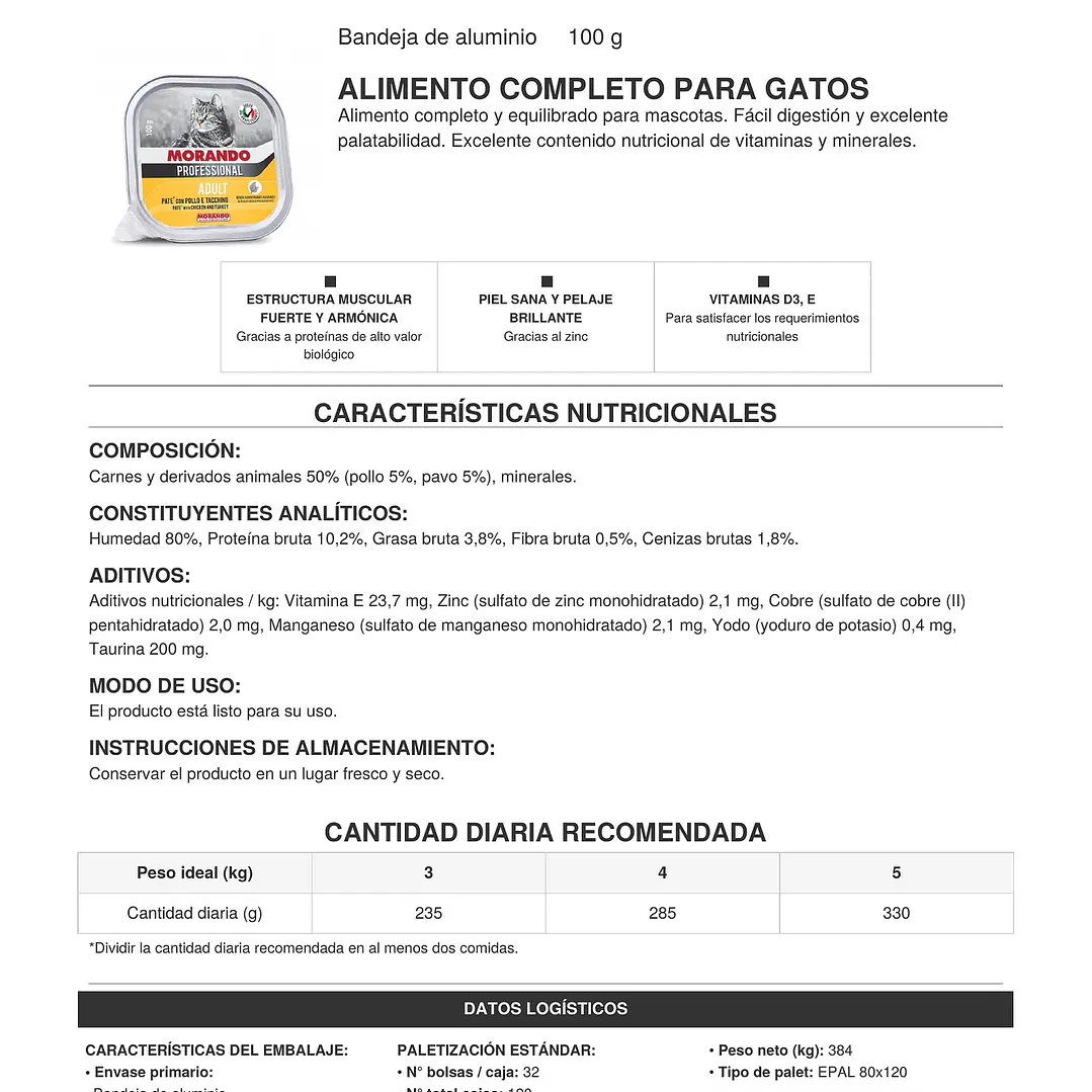 Pate Húmedo Para Gato Adulto Morando 100g 6