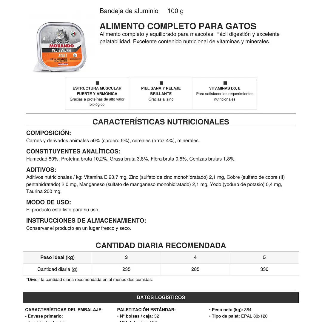 Pate Húmedo Para Gato Adulto Morando 100g 10