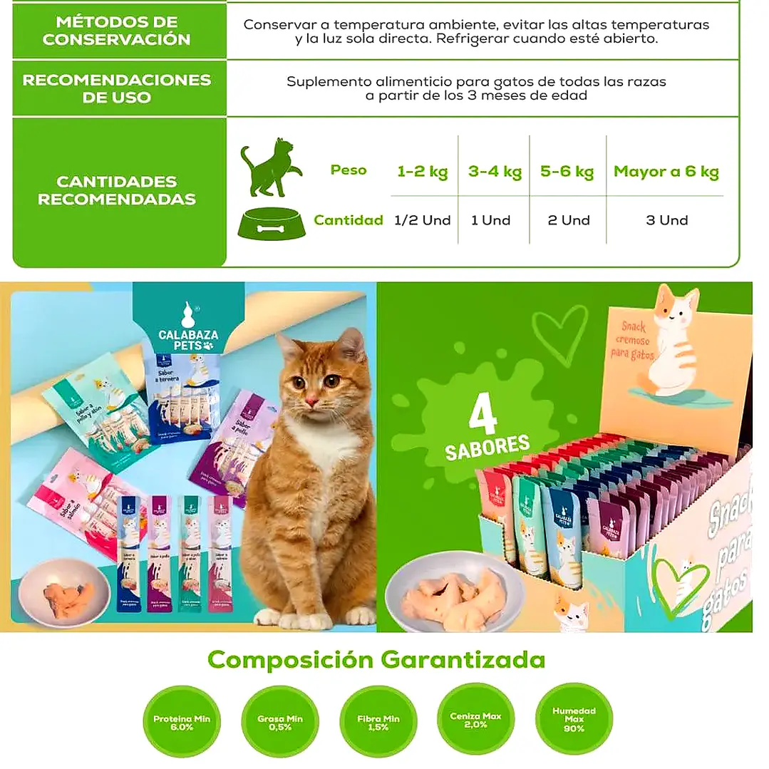 Snack Cremoso Para Gatos X 100und  Calabaza Pets 3
