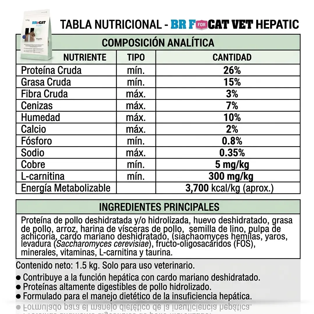 Alimento Br For Cat Vet Hepatic 2