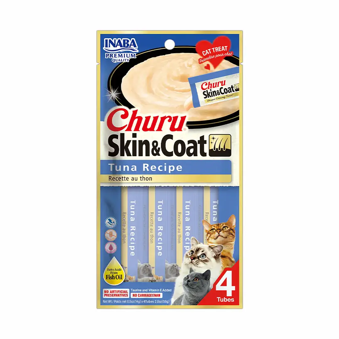 Inaba Cat Snack Churu - Piel Y Pelaje Receta 56g 1