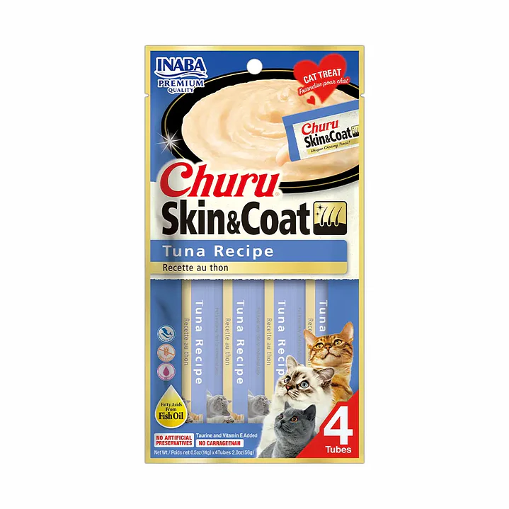 Inaba Cat Snack Churu - Piel Y Pelaje Receta 56g 1