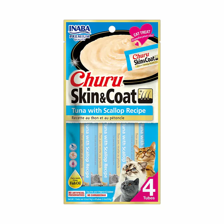 Inaba Cat Snack Churu - Piel Y Pelaje Receta 56g 3