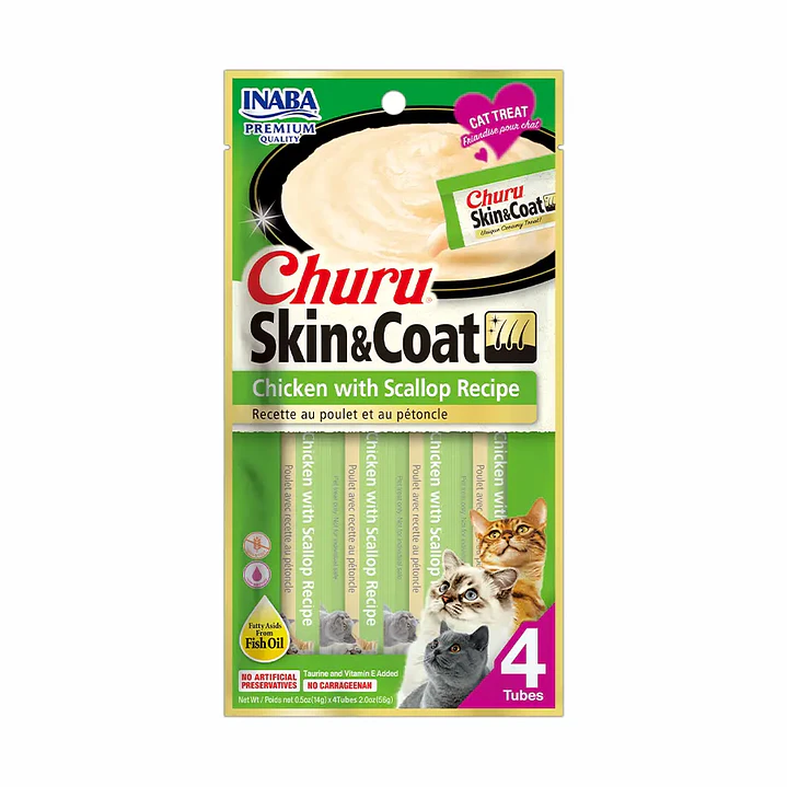Inaba Cat Snack Churu - Piel Y Pelaje Receta 56g 4