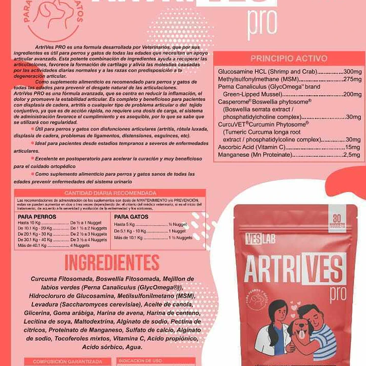 Suplemento Artrives Articulaciones Perro Gato 30 Nuggets 2