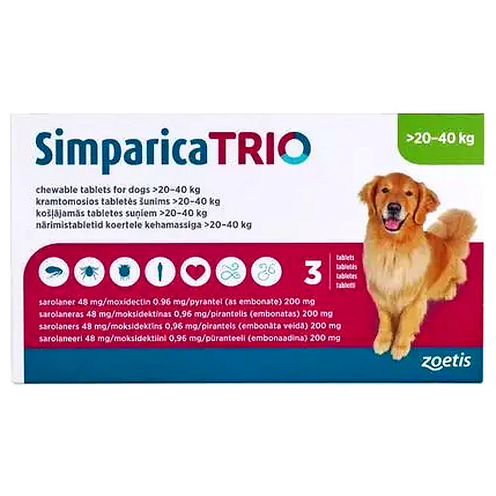 Simparica Trio 1 Tableta Para Perros 20 A 40 Kg 1