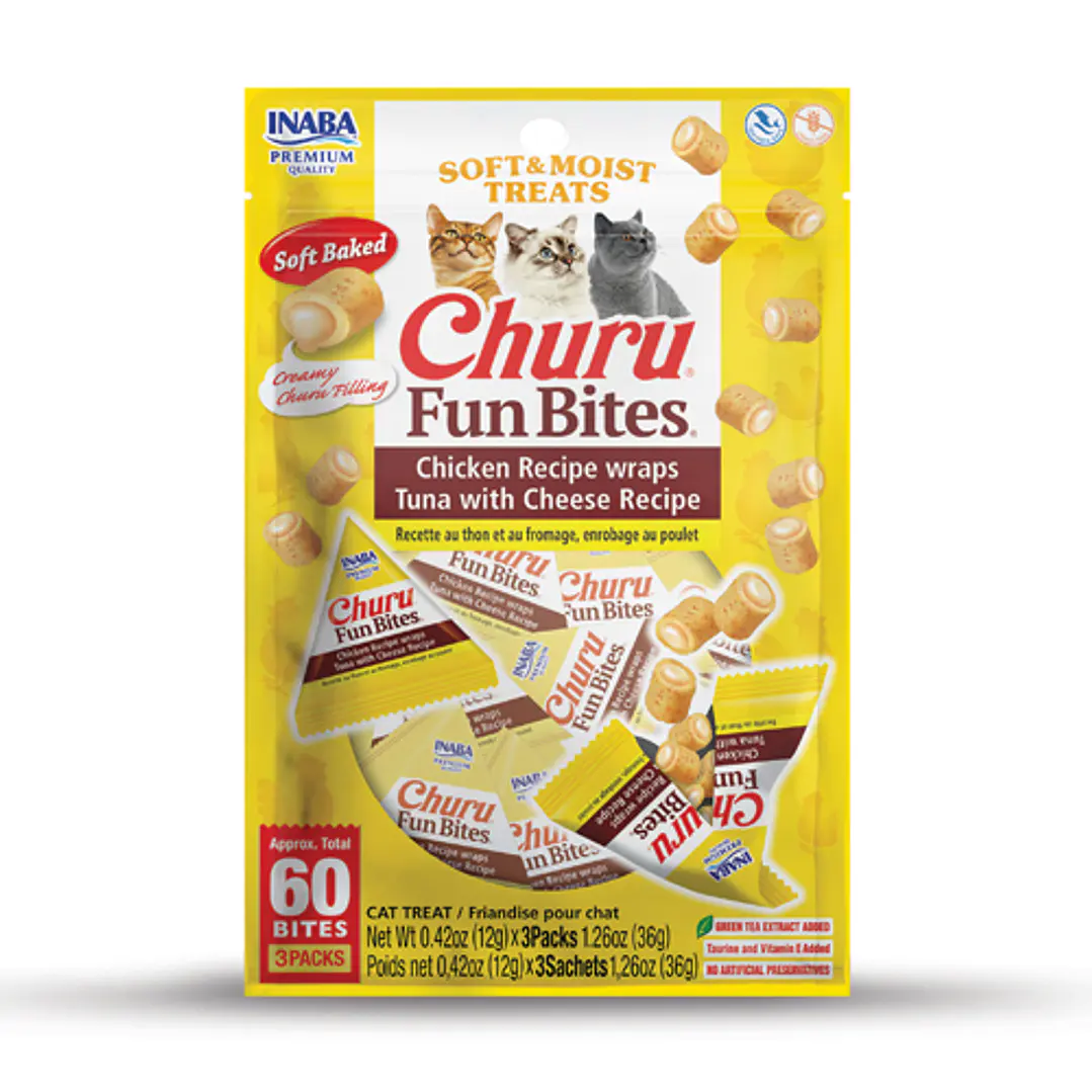 Snack Churu Fun Bites Chicken Wraps Con Atún Y Queso 1