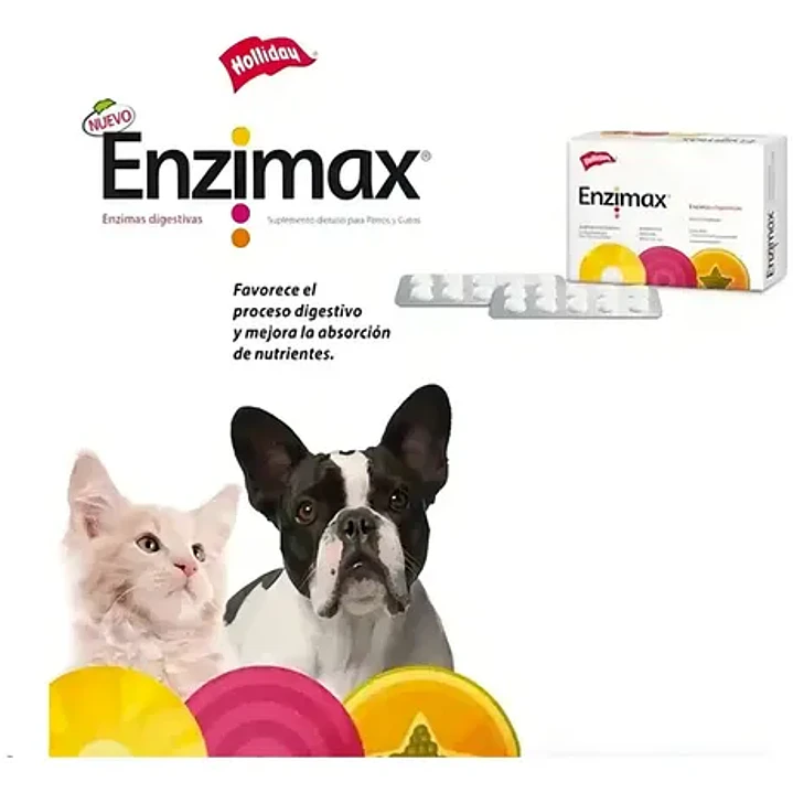 Suplemento Digestivo Perros Y Gatos Enzimax Caja 20 Tabletas 2