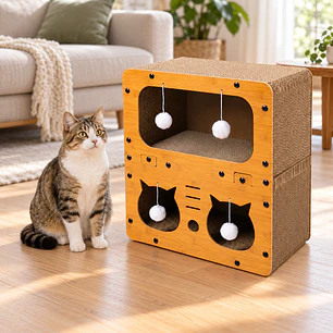 Casa Doble Rascador De Cartón Para Gato