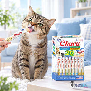 Snack Cremoso Para Gato Inaba Churu Caja Atún 20 Unidades