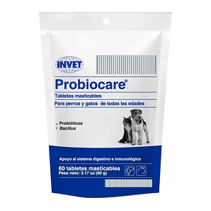 Probiocare Invet Suplemento Probióticos 60 Tabletas Perros Gatos