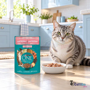 Alimento Purina One SuperFoods Gato Adulto y Castrados Pouche 85g
