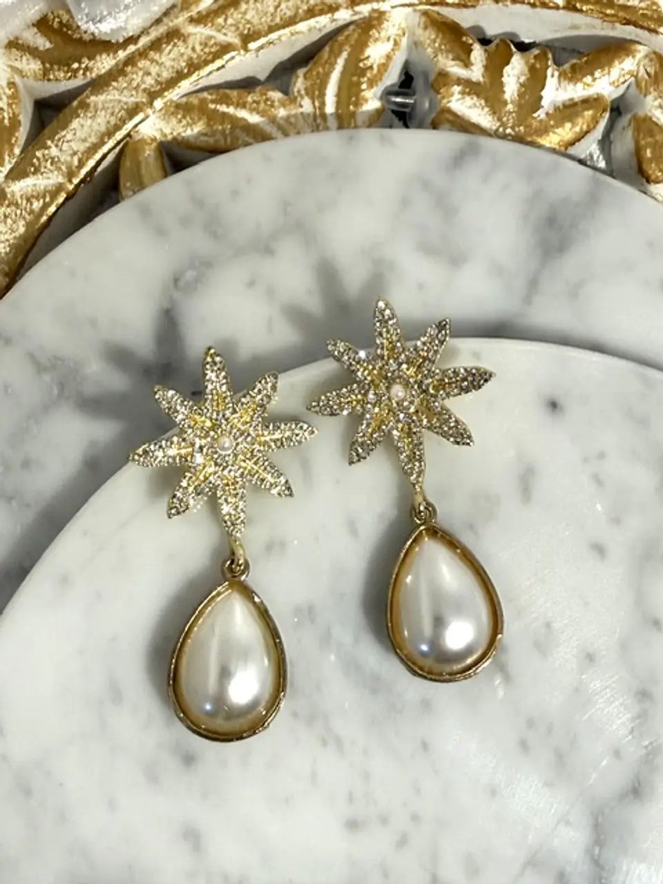 Aros de Base de estrella con circones y colgante de perla. 1