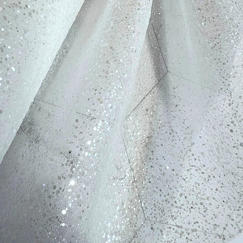Tul Glitter transparente - 100% nylon, 120 gsm, 150 cm de ancho