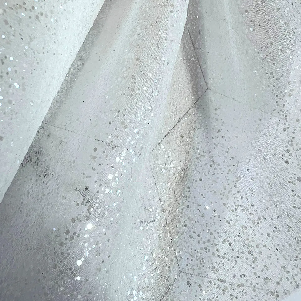 Tul Glitter transparente - 100% nylon, 120 gsm, 150 cm de ancho 1